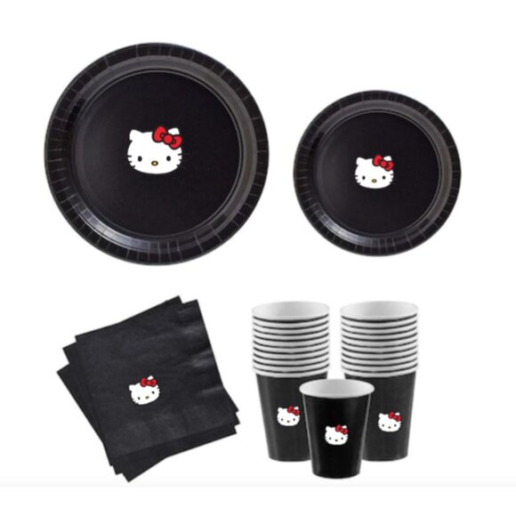 Kitty Party Supplies Set, Black and White Theme, Plates Cups and Napkins - Picture 4 of 5
